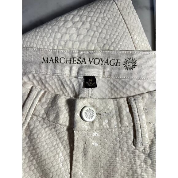 Marchesa Voyage Snakeskin-Textured White Pants - Picture 3 of 9